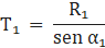 Fórmula da tração T1 = R1 / sen α1