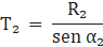 Fórmula da tração T2 = R2 / sen α2